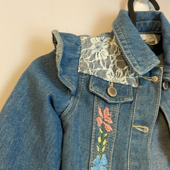 Rare Editions Denim Lace Embroidered Floral Design Jean Jacket size 3T - Picture 7 of 14